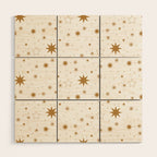 Golden Starburst Holiday Pattern Wood Wall Art Gallery Image 1