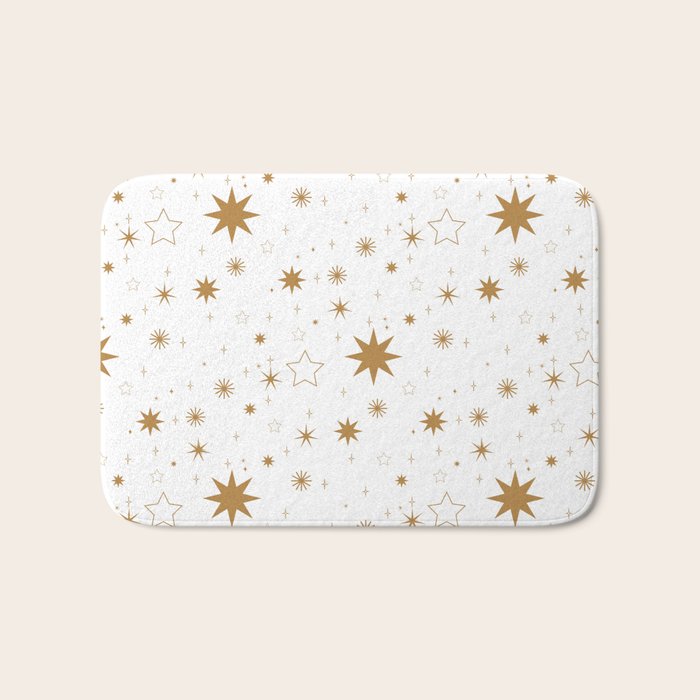 Golden Starburst Holiday Pattern Bath Mat Gallery Image 1