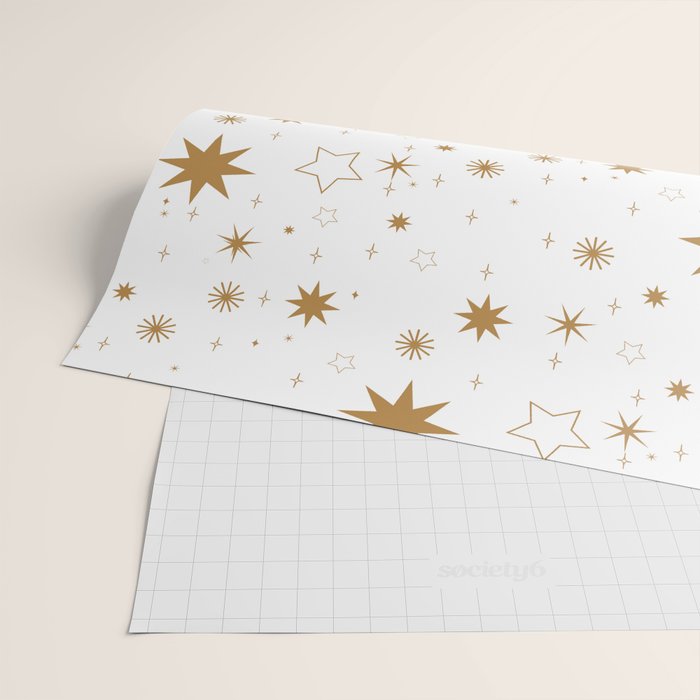 Golden Starburst Holiday Pattern Wrapping Paper Gallery Image 2