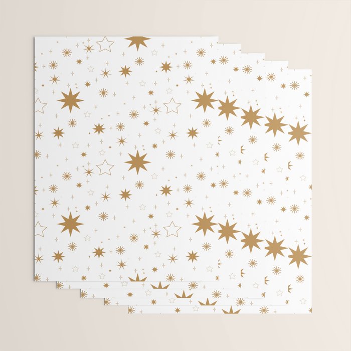Golden Starburst Holiday Pattern Wrapping Paper Gallery Image 3
