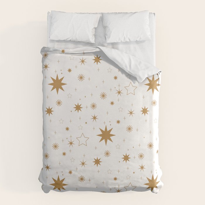 Golden Starburst Holiday Pattern Duvet Cover Gallery Image 1