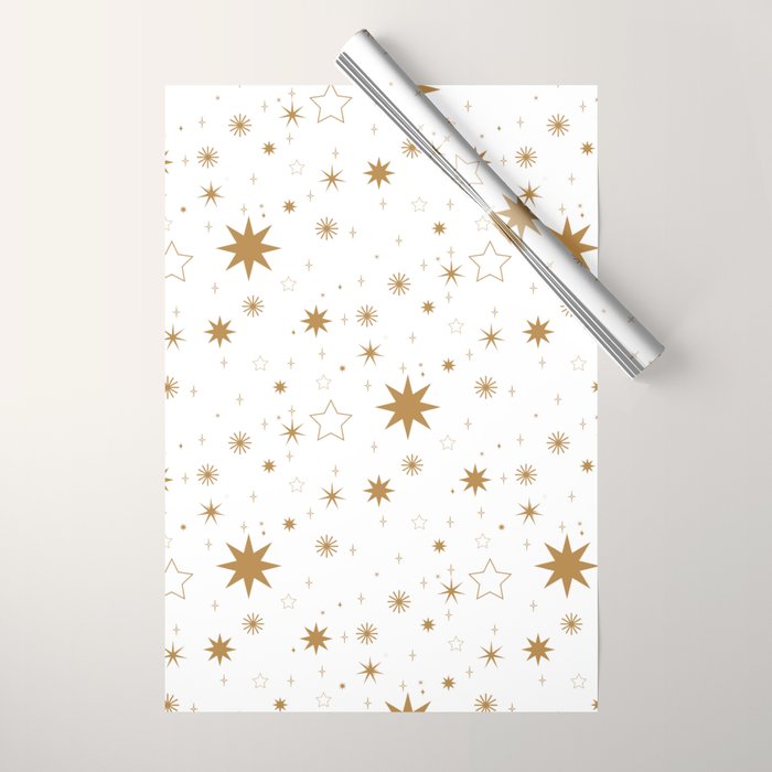 Golden Starburst Holiday Pattern Wrapping Paper Gallery Image 1