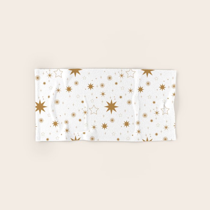Golden Starburst Holiday Pattern Bath Towel Gallery Image 1
