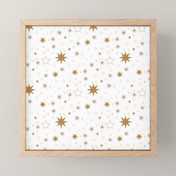 Golden Starburst Holiday Pattern Mini Art Print Gallery Image 1