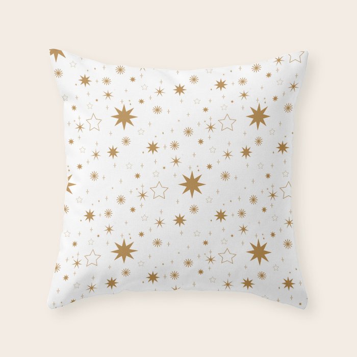 Golden Starburst Holiday Pattern Throw Pillow Gallery Image 6