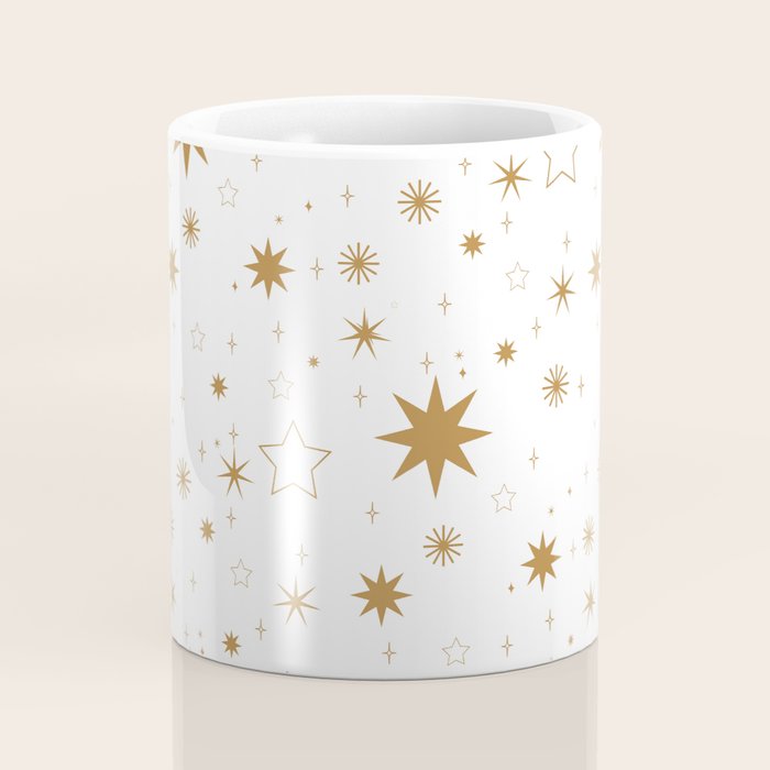 Golden Starburst Holiday Pattern Coffee Mug Gallery Image 4