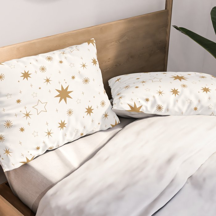 Golden Starburst Holiday Pattern Pillow Sham Gallery Image 2