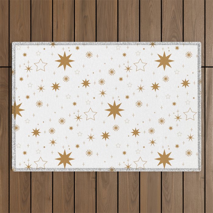 Golden Starburst Holiday Pattern Outdoor Rug Gallery Image 1