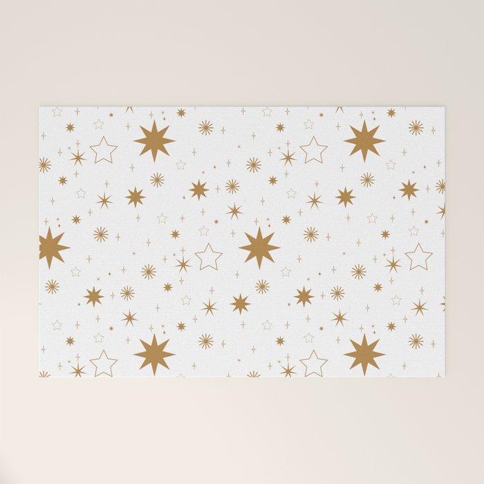 Golden Starburst Holiday Pattern Welcome Mat Gallery Image 1