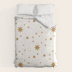 Golden Starburst Holiday Pattern Duvet Cover Gallery Image 6