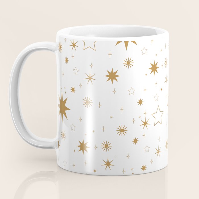 Golden Starburst Holiday Pattern Coffee Mug Gallery Image 3