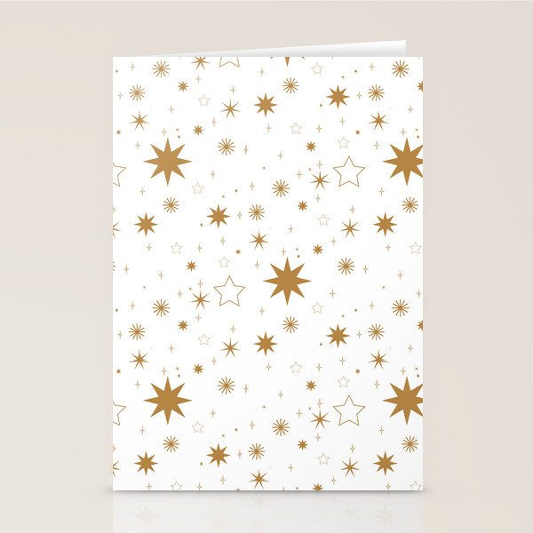 Golden Starburst Holiday Pattern Stationery Card Gallery Image 1