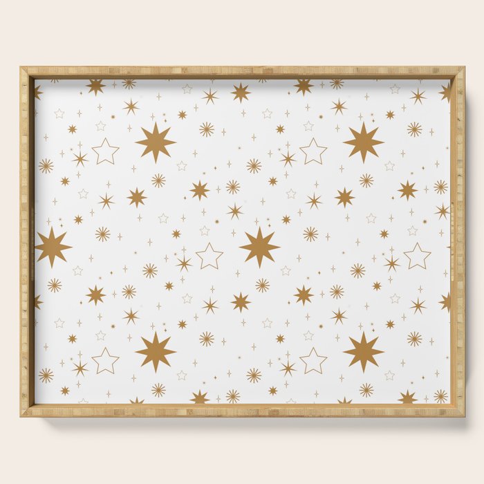 Golden Starburst Holiday Pattern Serving Tray Gallery Image 1