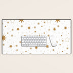Golden Starburst Holiday Pattern Desk Mat Gallery Image 1
