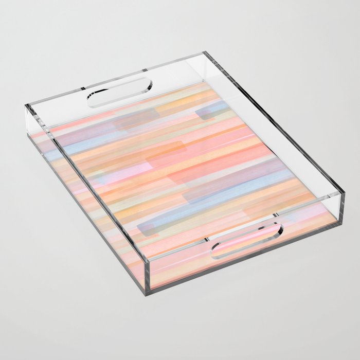 Abstract Watercolor Waves in Peach Sunrise Acrylic Tray Gallery Image 1