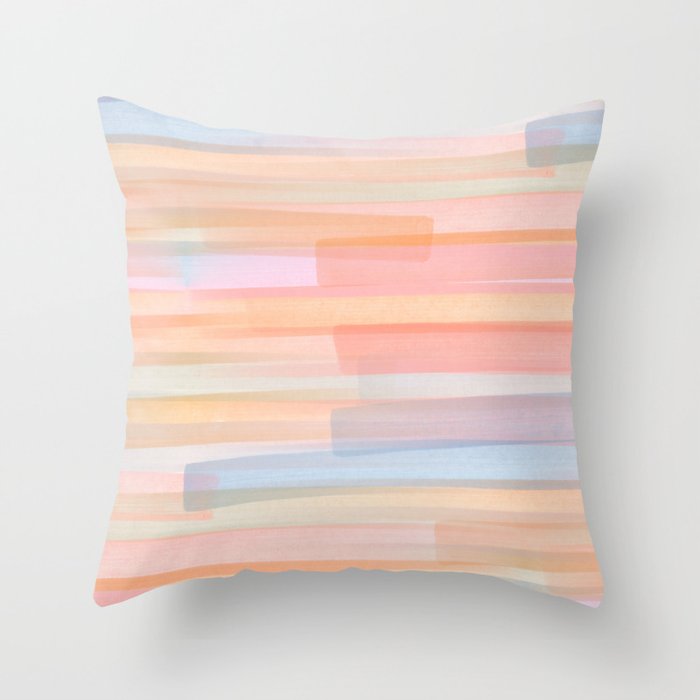 Abstract Watercolor Waves in Peach Sunrise Throw Pillow Gallery Image 6