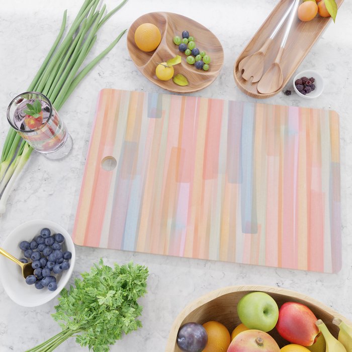Abstract Watercolor Waves in Peach Sunrise Cutting Board Gallery Image 2