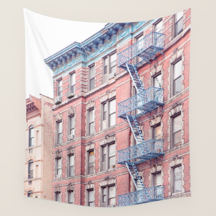 Greenwich Village Balconies - New York Architecture Photography Wall Tapestry Gallery Image 4