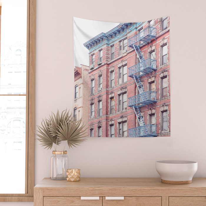 Greenwich Village Balconies - New York Architecture Photography Wall Tapestry Gallery Image 2