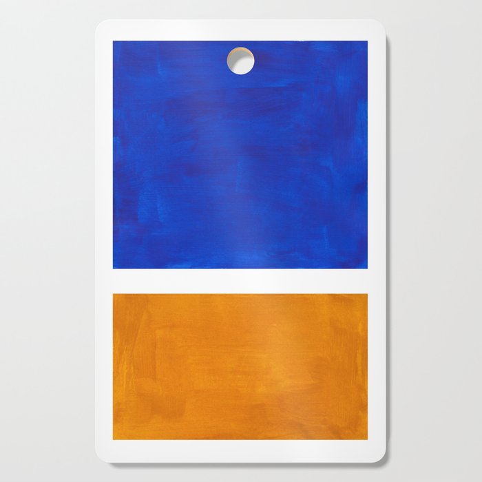 Phthalo Blue Yellow Ochre Mid Century Modern Abstract Minimalist Rothko Color Field Squares Cutting Board Gallery Image 1