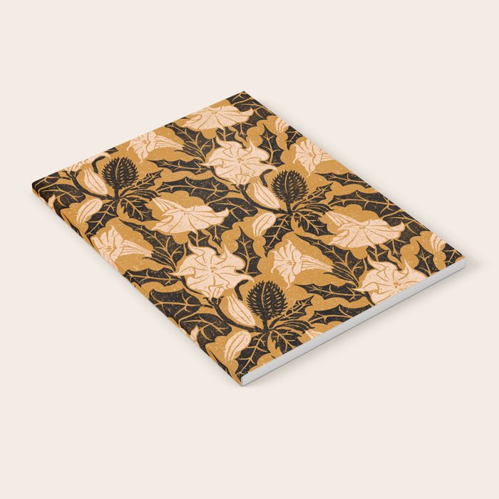Moon Flower - Black, gold, peach pink Notebook Gallery Image 1