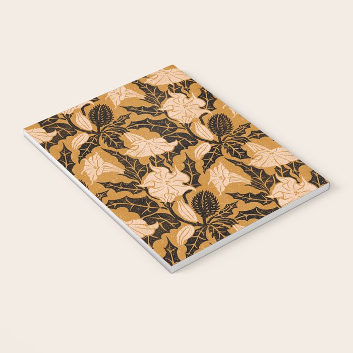 Moon Flower - Black, gold, peach pink Notebook Gallery Image 3