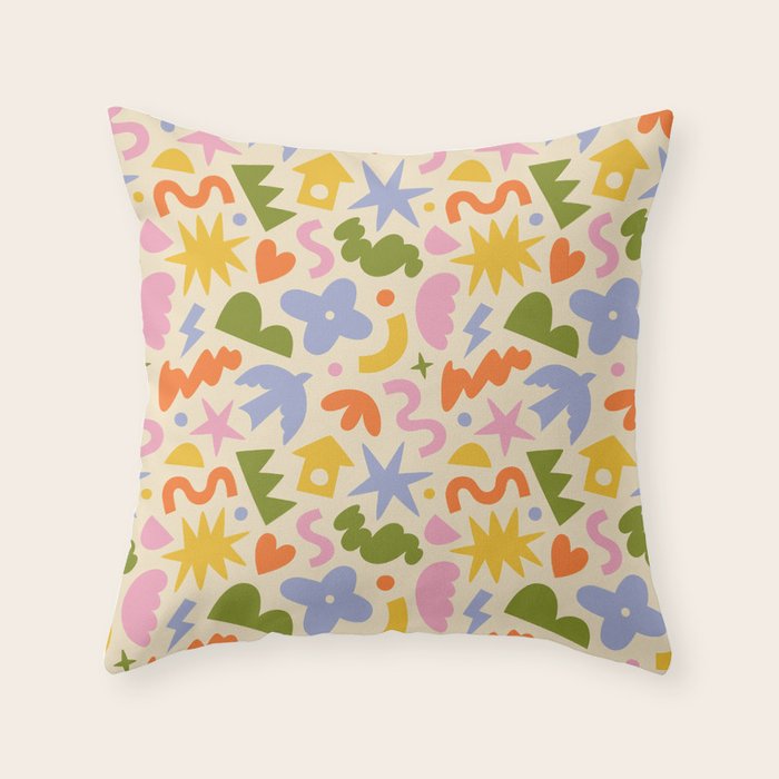 Abstract organic nature art shape pattern Throw Pillow Gallery Image 1