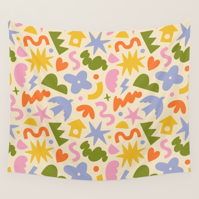 Abstract organic nature art shape pattern Wall Tapestry Gallery Image 4