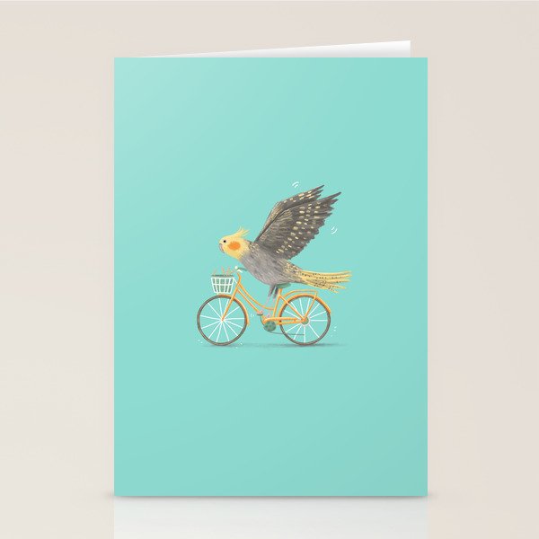 Cockatiel on a Bicycle Stationery Card Gallery Image 2