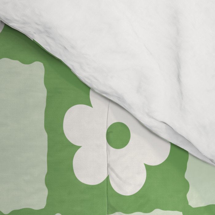 Retro Flower Checker in Forest Green Comforter Gallery Image 4