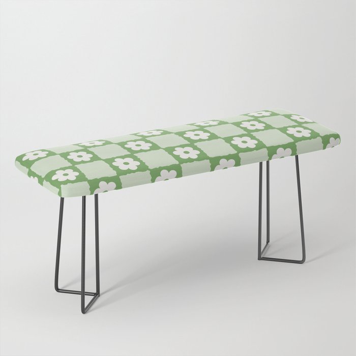 Retro Flower Checker in Forest Green Bench Gallery Image 1