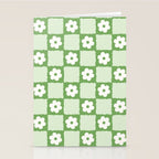 Retro Flower Checker in Forest Green Stationery Card Gallery Image 2