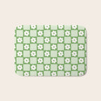 Retro Flower Checker in Forest Green Bath Mat Gallery Image 1