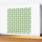 Retro Flower Checker in Forest Green Wall Mural Gallery Image 2