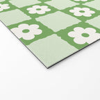 Retro Flower Checker in Forest Green Welcome Mat Gallery Image 2
