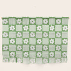 Retro Flower Checker in Forest Green Wall Hanging Gallery Image 1