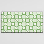 Retro Flower Checker in Forest Green Desk Mat Gallery Image 3