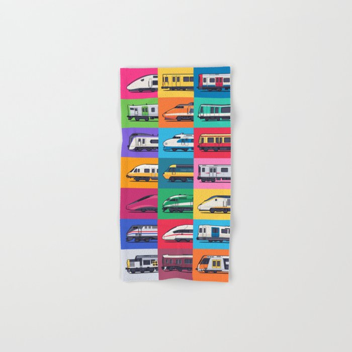 World Trains Grid Pattern Bath Towel Gallery Image 1