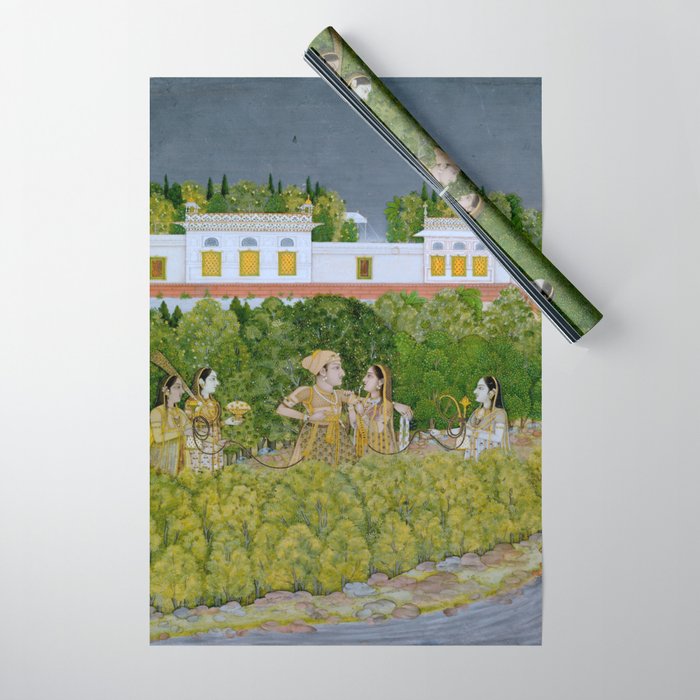 Prince and Ladies in a Garden  Nidha Mal Indian Wrapping Paper Gallery Image 1