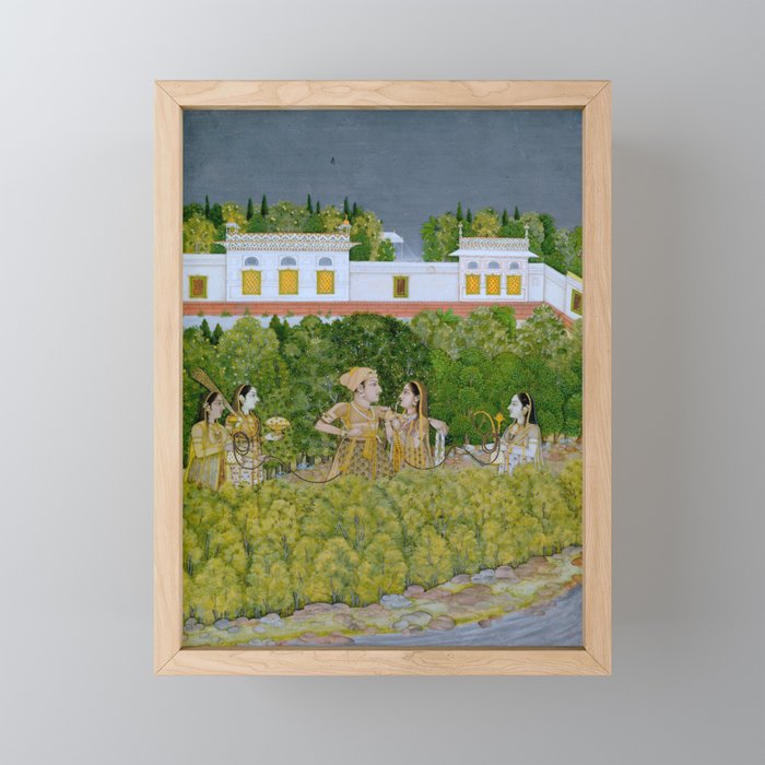 Prince and Ladies in a Garden  Nidha Mal Indian Mini Art Print Gallery Image 1