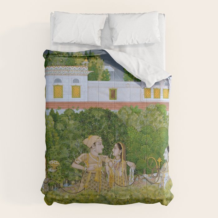 Prince and Ladies in a Garden  Nidha Mal Indian Comforter Gallery Image 1