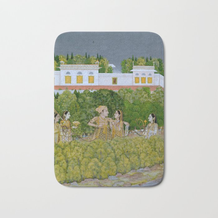 Prince and Ladies in a Garden  Nidha Mal Indian Bath Mat Gallery Image 1