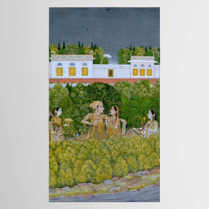 Prince and Ladies in a Garden  Nidha Mal Indian Tablecloth Gallery Image 2