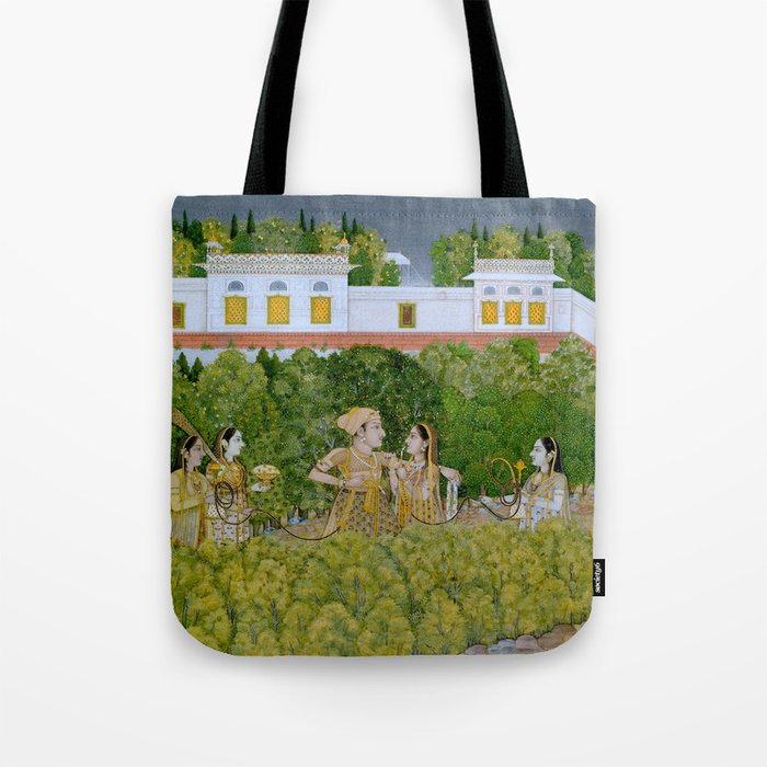 Prince and Ladies in a Garden  Nidha Mal Indian Tote Bag Gallery Image 1