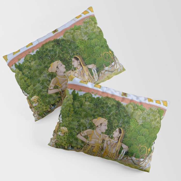 Prince and Ladies in a Garden  Nidha Mal Indian Pillow Sham Gallery Image 3