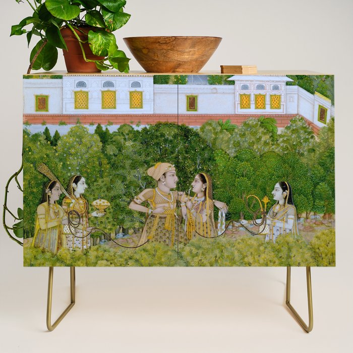 Prince and Ladies in a Garden  Nidha Mal Indian Credenza Gallery Image 1