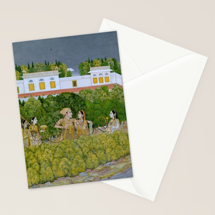 Prince and Ladies in a Garden  Nidha Mal Indian Stationery Card Gallery Image 2