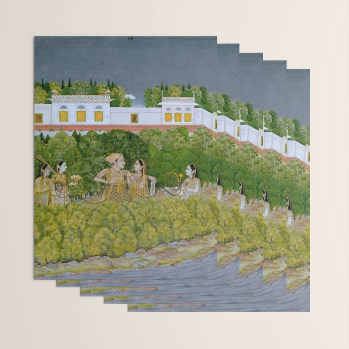 Prince and Ladies in a Garden  Nidha Mal Indian Wrapping Paper Gallery Image 3