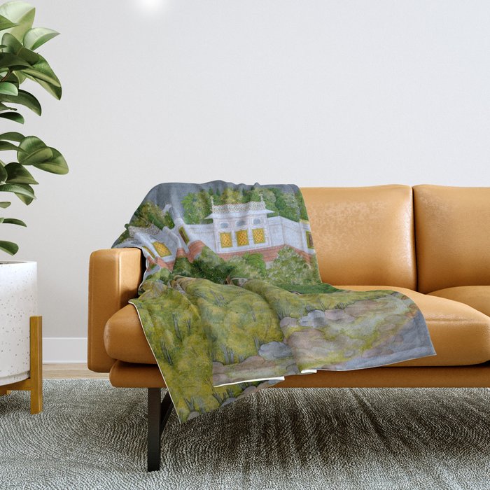 Prince and Ladies in a Garden  Nidha Mal Indian Throw Blanket Gallery Image 1