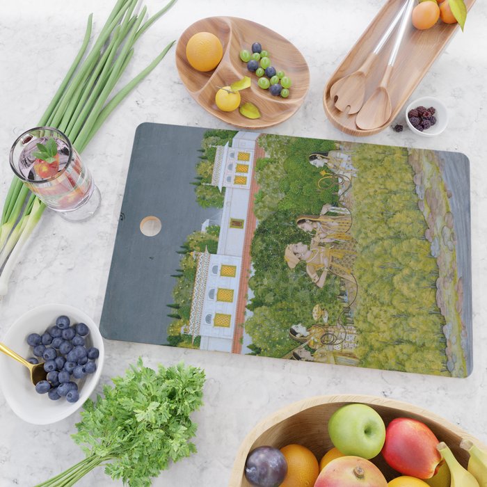 Prince and Ladies in a Garden  Nidha Mal Indian Cutting Board Gallery Image 2